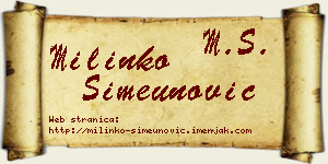 Milinko Simeunović vizit kartica